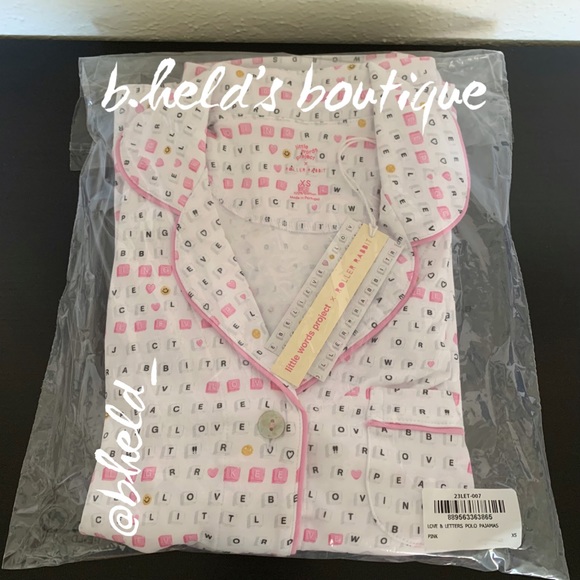 Roller Rabbit x Little Words Project Love & Letters Polo Pajamas Pink Sz XS NWT - Picture 15 of 16